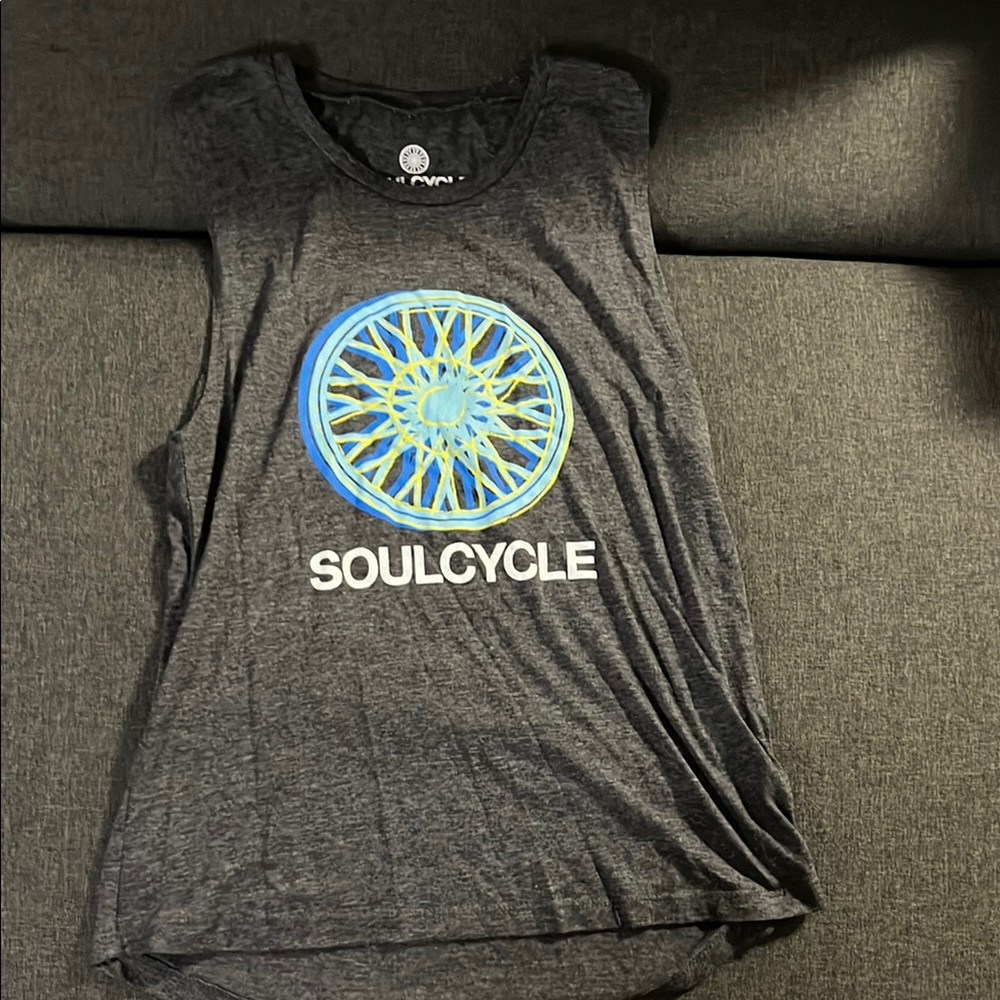 SoulCycle Charcoal Tank with Blue and Yellow Logo